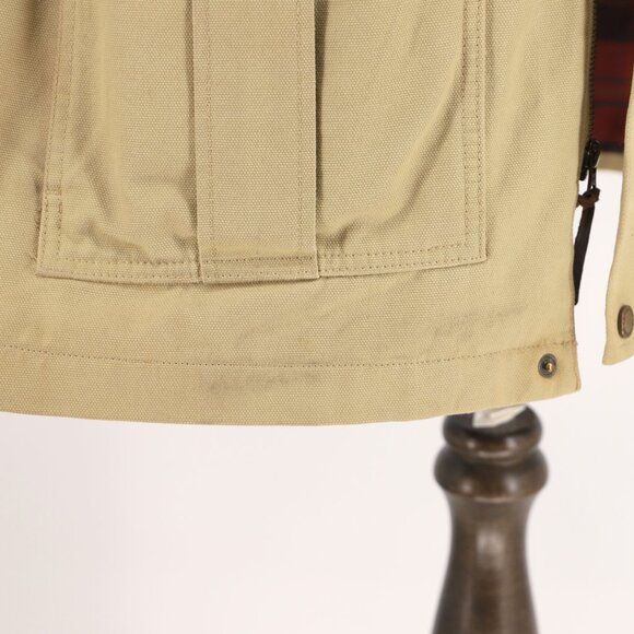 LANDS' END Men's Canvas Chore Barn Coat Field Jacket Plaid Khaki Tan Size L - Picture 8 of 12